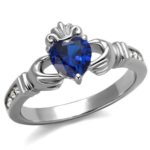 MT3902 - Claddagh-Sapphire Heart Crystal Ring - September Birthstone