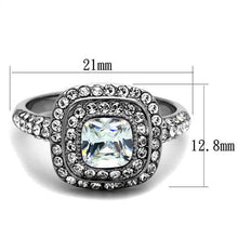 Load image into Gallery viewer, MT4112 - High polished (no plating) Stainless Steel Ring Double Halo Ring Designer Replica April Birthstone
