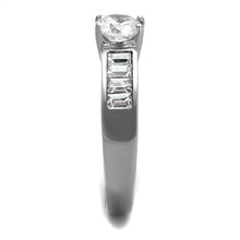 Load image into Gallery viewer, MT7112 - Clear Round Crystal Ring with Clear Baguettes on the Sides
