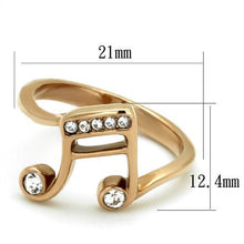 Load image into Gallery viewer, MT0312 -IP Rose Gold(Ion Plating) Stainless Steel Ring with Top Grade Crystal in Clear -  Rose Gold Music Note Ring
