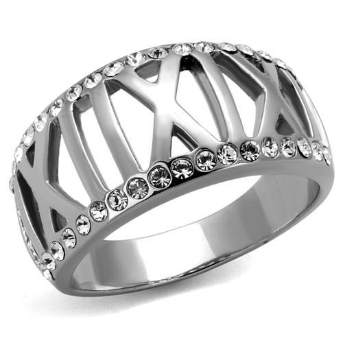 MT7522 - Designer Replica Roman Numeral Highlighted with Top and Bottom Rows of Clear Crystals