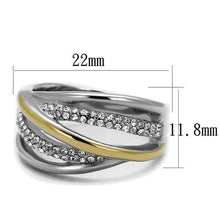 Load image into Gallery viewer, MT3622 - Two-Tone IP Gold (Ion Plating) Stainless Steel Ring with Sparkling Clear Crystals - April Birthstone
