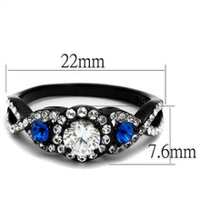 Load image into Gallery viewer, MT6822 - Two-Tone Black IP - Clear Crystals with Sapphire Accents - April Birthstone - February Birthstone
