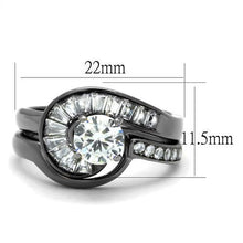 Load image into Gallery viewer, MT6452 - 1 Wedding Set Round Center Crystal Baguettes Swirl with Round Crystals on Band Newest  Black IP
