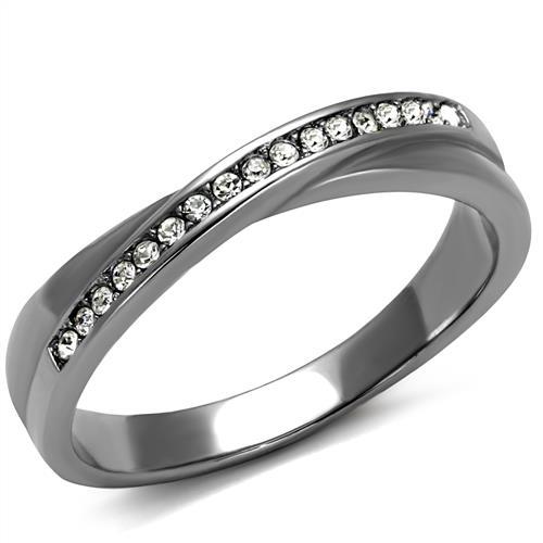 MT4862 - Newest Minimalist Band with Pave Crystals April Birthstone