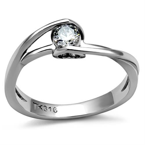 MT5382 -Bezel Set  Brilliant Round-Cut Crystal with Dainty Heart Accent on -Newest April Birthstone