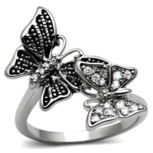 MT4782 - Butterfly White Diamond like Crystal Setting April Birthstone
