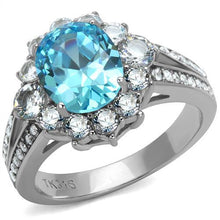 Load image into Gallery viewer, MT7792 - Aquamarine Single Halo Split Band- Most Popular - December Birthstone - March
