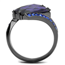 Load image into Gallery viewer, MT6992 - IP Light Black (IP Gun) Stainless Steel Ring Exquisite Purple and Blue - February Birthstone  June Birthstone - Checkerboard Faceting

