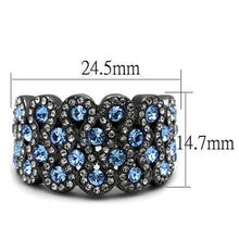Load image into Gallery viewer, MT1113 - Aqua Marine Black Ion Stainless Steel Cluster Ring Newest March Birthstone
