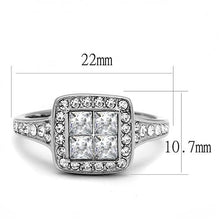Load image into Gallery viewer, Princess-Cut Halo Engagement Ring with Crystal Band - Stainless Steel -Travel Jewelry
