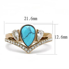 Load image into Gallery viewer, MT0023 - Rose Gold Chevron Simulated Turquoise Sea Blue
