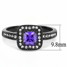 Load image into Gallery viewer, MT0543 - Amethyst February Birthstone Square Princess Cut Purple Crystal Halo DesignNewest
