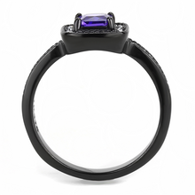 Load image into Gallery viewer, MT0543 - Amethyst February Birthstone Square Princess Cut Purple Crystal Halo DesignNewest
