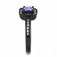 Load image into Gallery viewer, MT0543 - Amethyst February Birthstone Square Princess Cut Purple Crystal Halo DesignNewest
