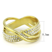 Load image into Gallery viewer, MT2363 - IP Gold Crossover Double Band with Pave Crystals
