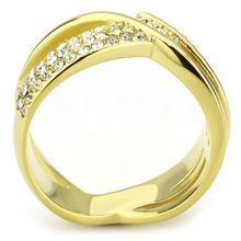 Load image into Gallery viewer, MT2363 - IP Gold Crossover Double Band with Pave Crystals
