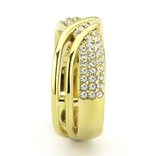 Load image into Gallery viewer, MT2363 - IP Gold Crossover Double Band with Pave Crystals
