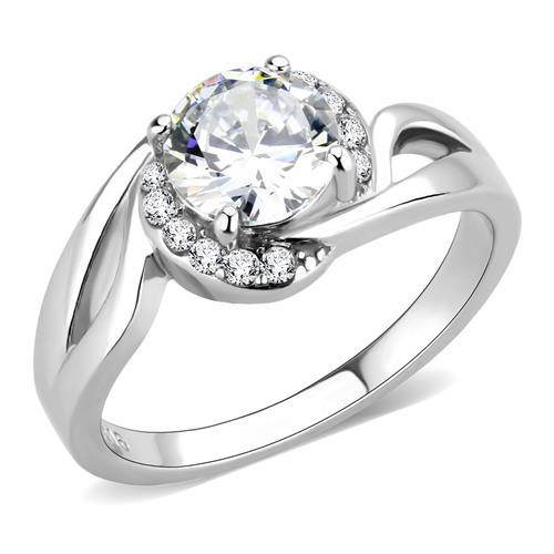 MT1073 - Solitaire Premium Crystal with Pave Moon Crystals April Birthstone Newest