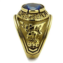 Load image into Gallery viewer, MT807414g - IP Gold(Ion Plating) Stainless Steel Ring with Crystal in Montana Military Ring Air Force IP Gold Newest Dark Blue September Birthstone
