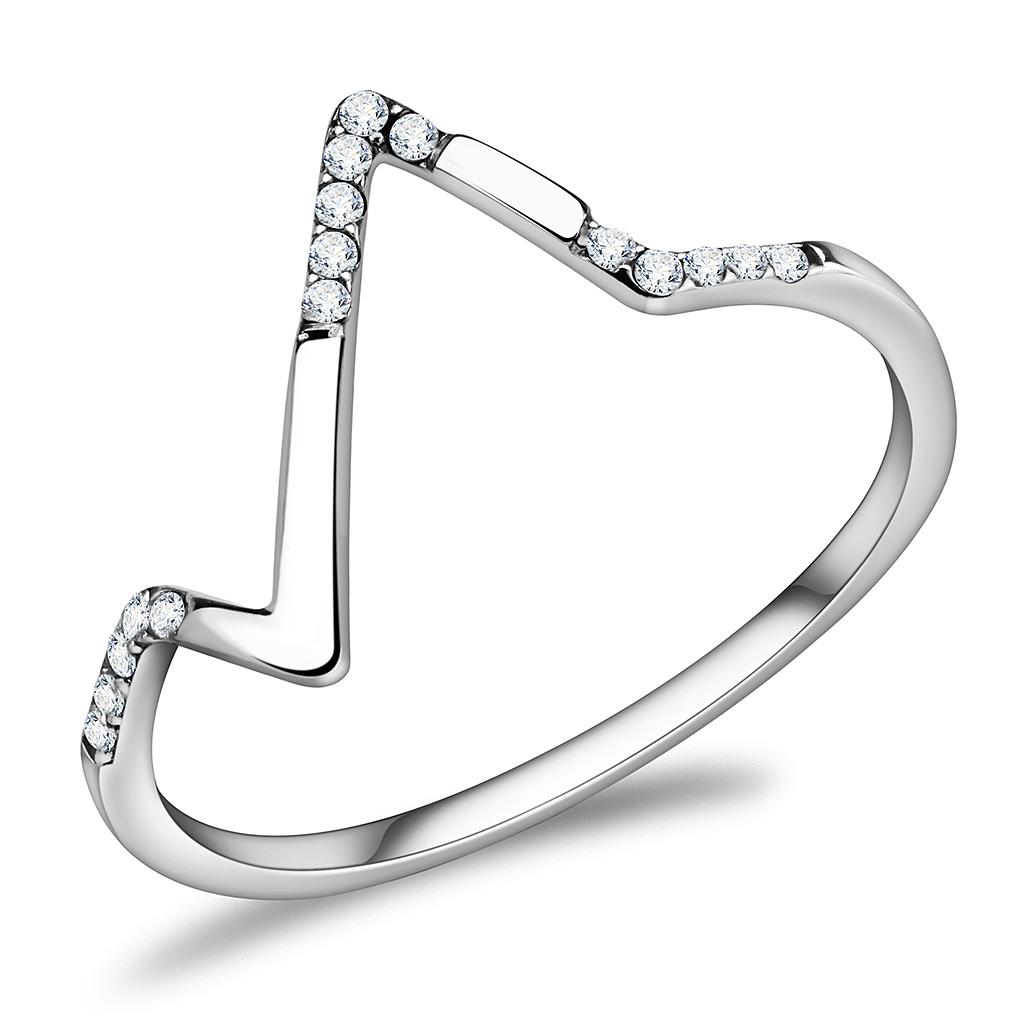 MTda701 - Dainty Heartbeat Ring with Clear Crystals Newest