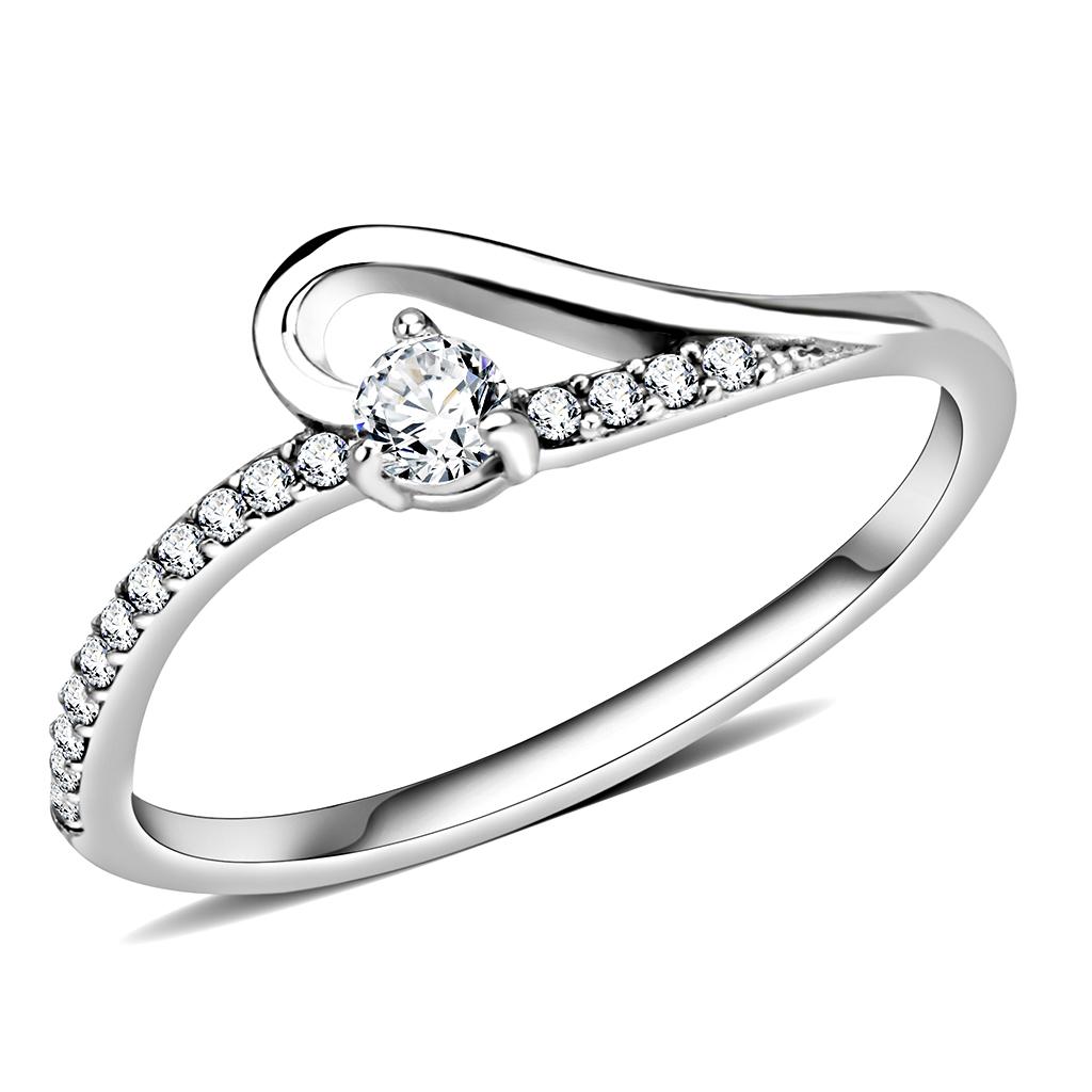 MT841 - High Polished Clear Stainless Steel New April Birthstone
