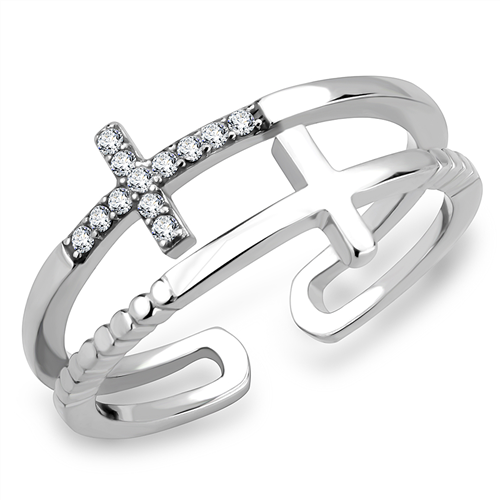 MT ad 913 - Cross Ring - Two Crosses One Plain and One with Crystals N ...