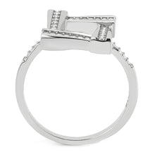 Load image into Gallery viewer, MT ad 143 - Modern Stainless Steel Abstract Clear Crystals April Birthstone Pave

