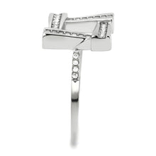 Load image into Gallery viewer, MT ad 143 - Modern Stainless Steel Abstract Clear Crystals April Birthstone Pave
