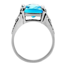 Load image into Gallery viewer, MT120 - Stainless Steel Ring High polished (no plating) Women Synthetic Sea Blue December Birthstone
