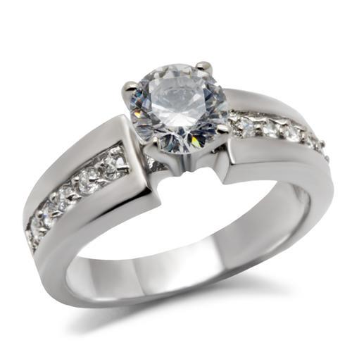 MT860 - Beautiful Engagement Ring with Channel Set Crystals on Shaft - Newest - April Birthstone