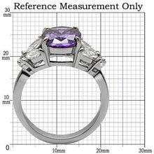 Load image into Gallery viewer, MT680 - High polished (no plating) Stainless Steel Ring with Amethyst Oval Center Stone Surrounded with Teardrop and Round Crystals - February Birthstone
