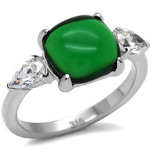 Load image into Gallery viewer, MT780 - High polished (no plating) Stainless Steel Ring with Synthetic Glass in Emerald color - Jade Design Exquisite! May Birthstone
