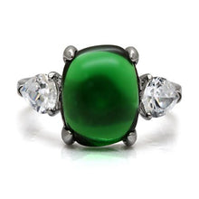 Load image into Gallery viewer, MT780 - High polished (no plating) Stainless Steel Ring with Synthetic Glass in Emerald color - Jade Design Exquisite! May Birthstone
