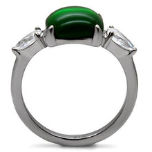 Load image into Gallery viewer, MT780 - High polished (no plating) Stainless Steel Ring with Synthetic Glass in Emerald color - Jade Design Exquisite! May Birthstone
