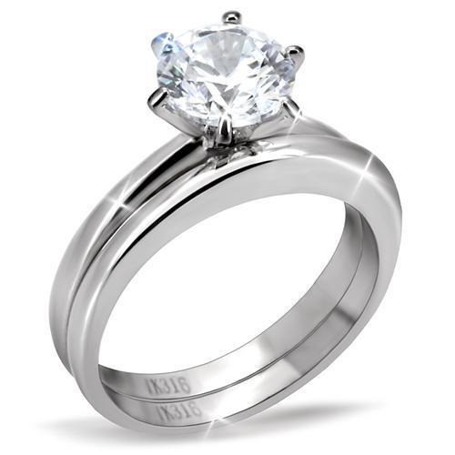 MT790 - Solitaire Beauty Stainless Steel Wedding Set Newest Style April Birthstone