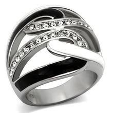 Load image into Gallery viewer, MT8101 - Stainless Steel Black and White Ring - April Birthstone
