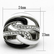 Load image into Gallery viewer, MT8101 - Stainless Steel Black and White Ring - April Birthstone
