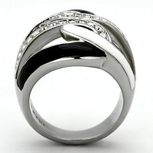 Load image into Gallery viewer, MT8101 - Stainless Steel Black and White Ring - April Birthstone
