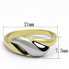 Load image into Gallery viewer, MT9801 - Two-Tone IP Gold (Ion Plating) Stainless Steel Ring with No Stone Gold Stainless Cross Over - Minimalist Ring
