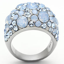 Load image into Gallery viewer, MT7411 - Crystal Cocktail Designer Replica Ring with Light Sea Blue Pave Crystals - Newest - March Birthstone
