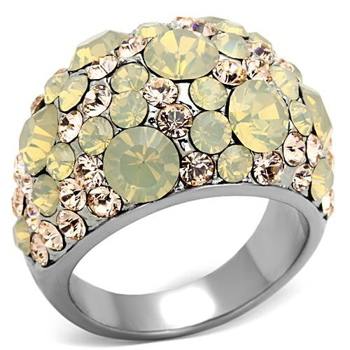 MT5301 - Crystal Cocktail Designer Replica Ring with Champagne Pave Crystals - Newest November Birthstone