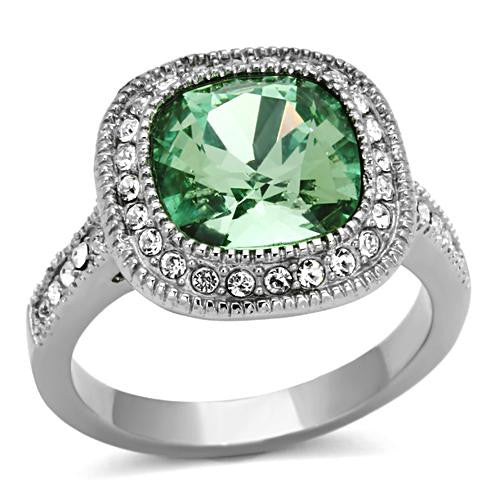MT7131 - Emerald Shimmering Halo Design Ring - Most Popular - May Birthstone