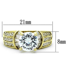 Load image into Gallery viewer, MT3231 - IP Gold(Ion Plating) Stainless Steel Ring Clear Crystals - April Birthstone -Newest
