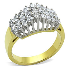 Load image into Gallery viewer, MT6731 - Two-Tone IP Gold (Ion Plating) Stainless Steel Ring Crystal Ring April Birthstone
