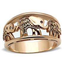 Load image into Gallery viewer, MT0831 - Rose Gold IP Stainless Ring Elephant Ring Champagne/Citrine Crystals November Birthstone
