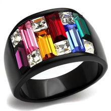 Load image into Gallery viewer, MT7931j - IP Black (Ion Plating) Stainless Steel Ring With Multi Colored Crystals

