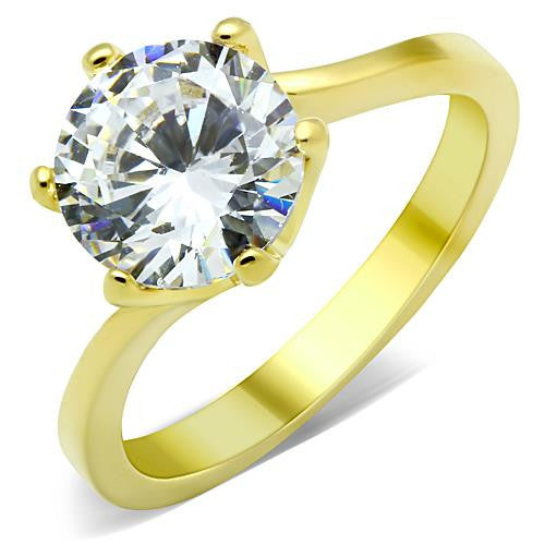 MT6041 - Gold Stainless Round Cut Solitaire New April Birthstone