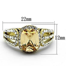 Load image into Gallery viewer, MT8141 - IP Gold(Ion Plating) Stainless Steel Ring with Beautiful Crystals in Champagne Brown  - November Birthstone
