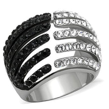 Load image into Gallery viewer, MT6861 - Two-Tone IP Black Stainless Steel Dome Ring with Top Grade Crystal in Jet Newest
